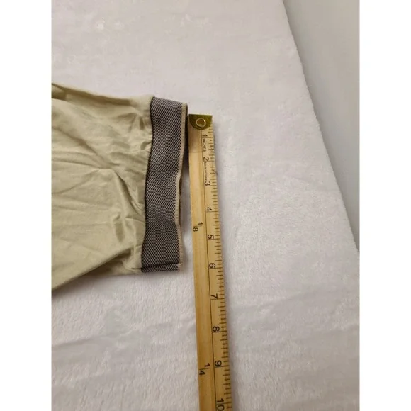 Golf Where Men's Large Tan Mercerized Cotton Short Sleeve Polo Shirt Grey Trim - Picture 8 of 13